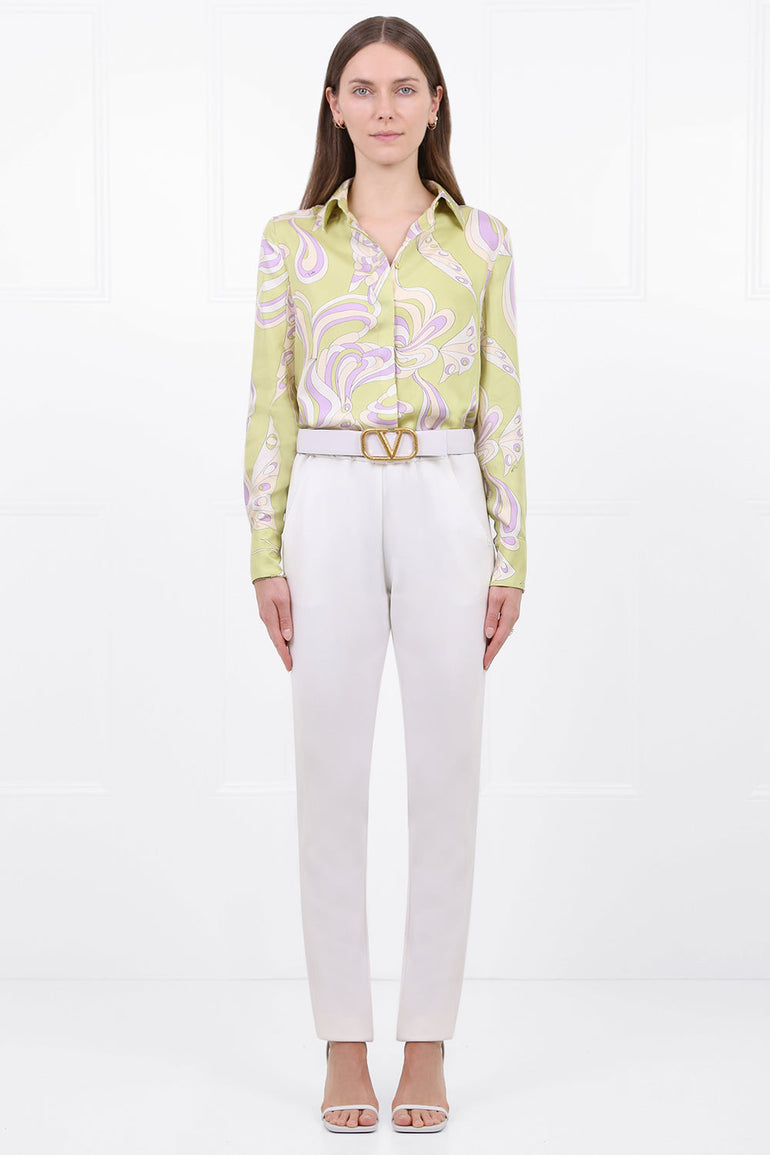 EMILIO PUCCI RTW FARFELLE PRINT BLOUSE L/S GREEN