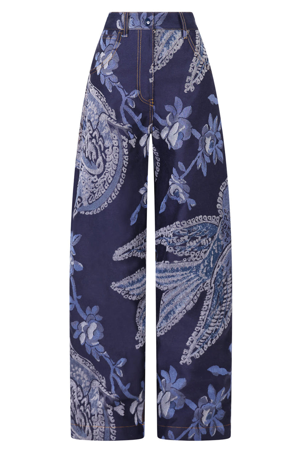 ETRO RTW JACQUARD BIRDS CARGO JEANS | BLUE