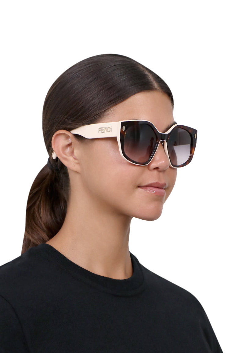 FENDI CAT EYE SUNGLASSES CREAM HAVANA/PINK PARLOUR X SYDNEY