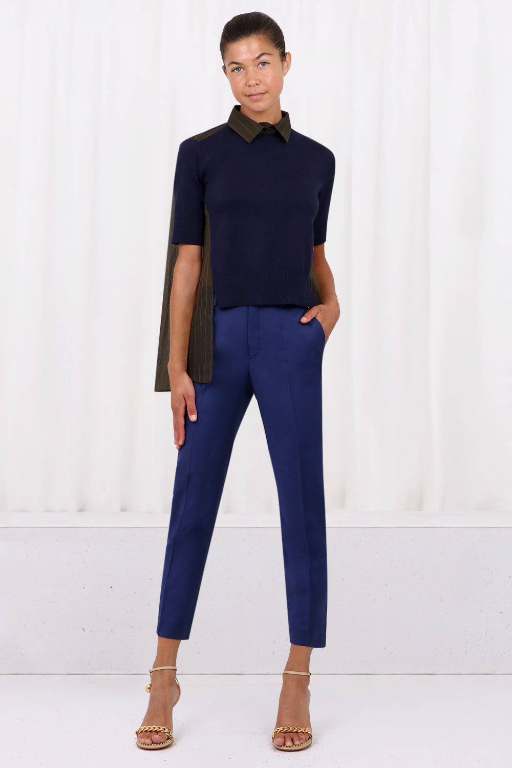 FILIPPA K RTW EMMA CROPPED COOL WOOL TROUSER | BLUE