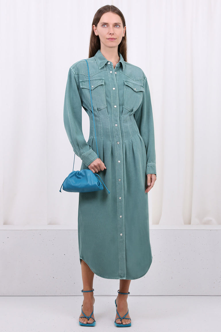 ISABEL MARANT ETOILE TOMIA DENIM DRESS L/S CELADON NEW SEASON