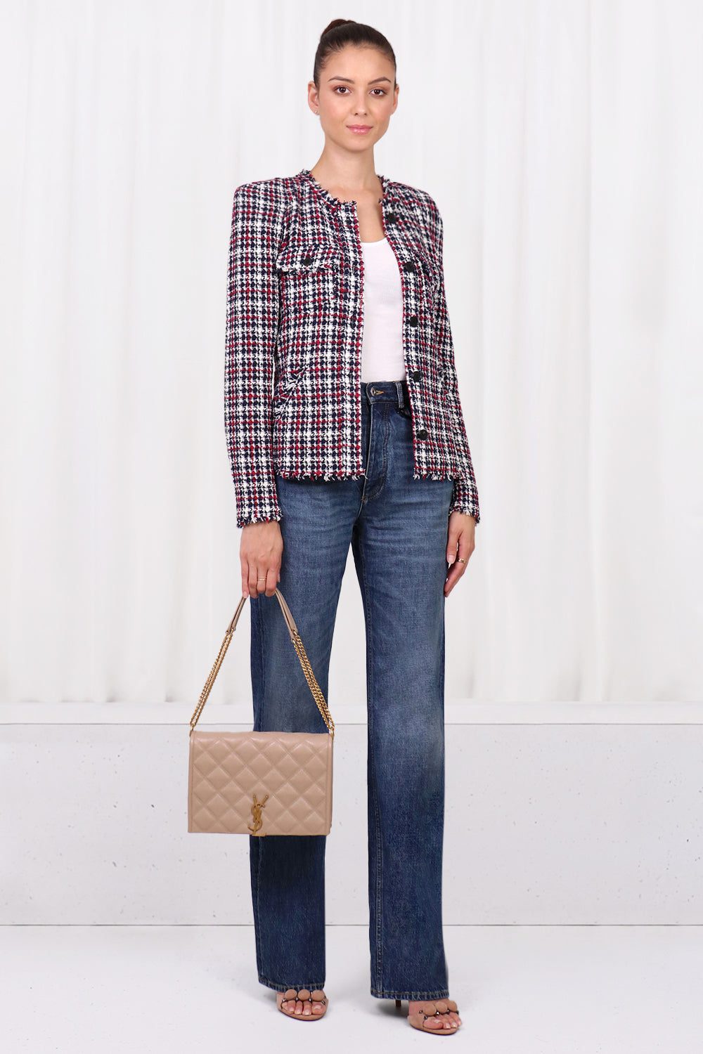 ISABEL MARANT RTW NELLY TWEED JACKET | MIDNIGHT/RED MIRD