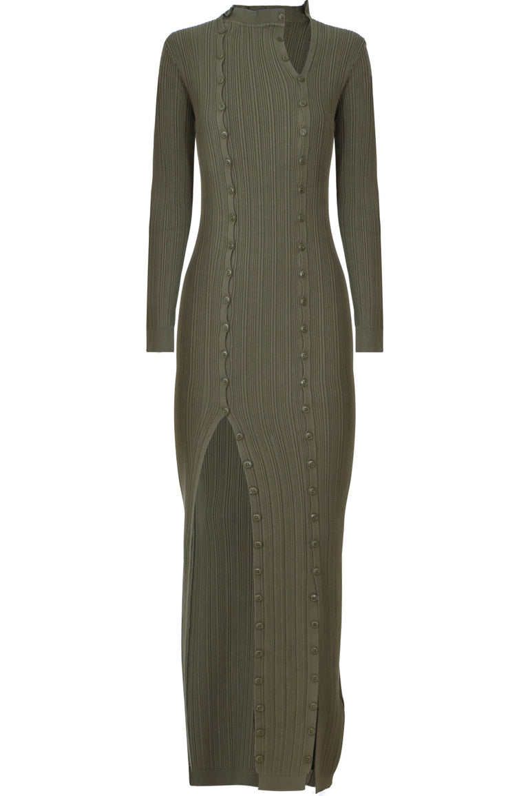 JACQUEMUS RTW AZUR KNIT DRESS L/S KHAKI