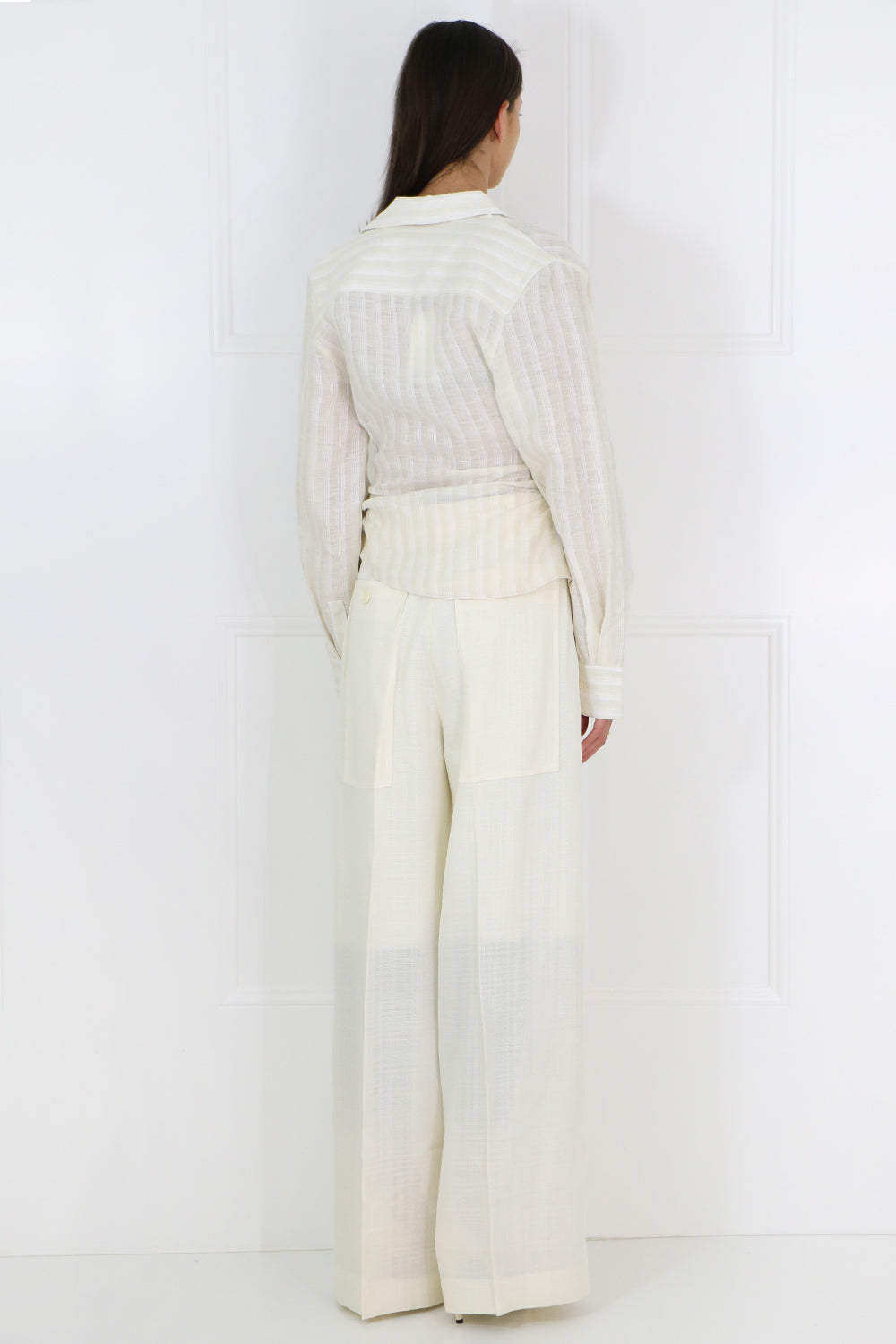 JACQUEMUS RTW BAHIA LOW-CUT BLOUSE OFF WHITE