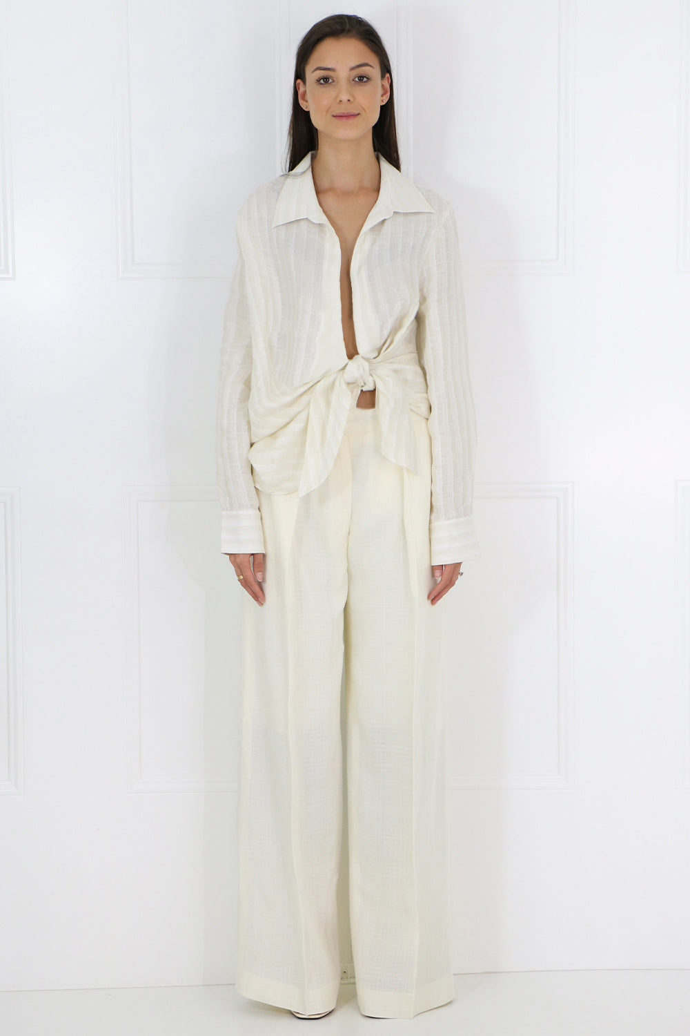 JACQUEMUS RTW BAHIA LOW-CUT BLOUSE OFF WHITE