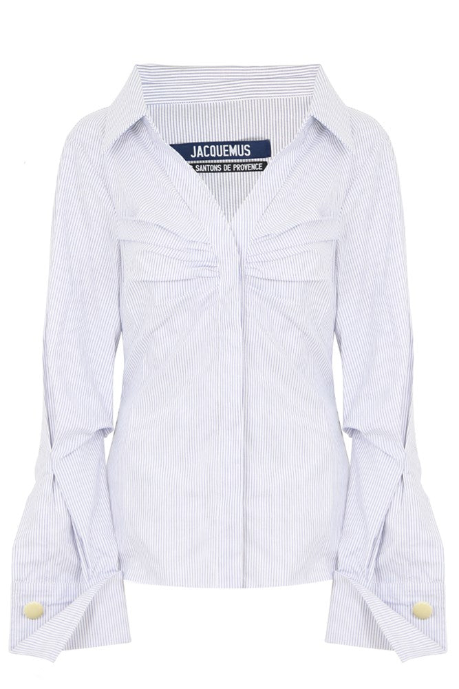 JACQUEMUS RTW BEAUDUC BLOUSE WHITE/BLUE