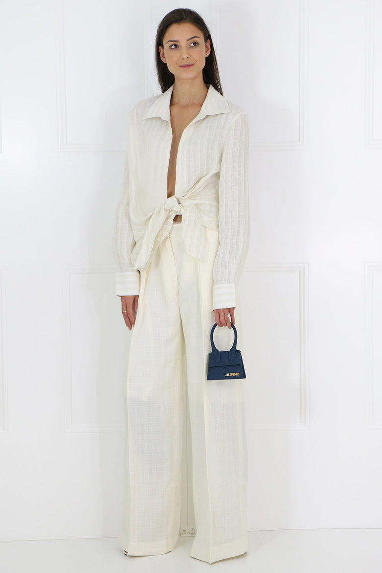 JACQUEMUS RTW CARINI WIDE LEG PANTS OFF WHITE