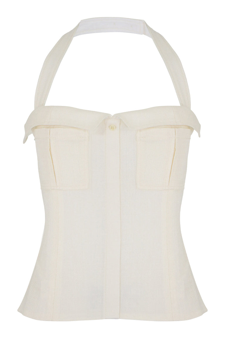 JACQUEMUS RTW JACQUES HALTERNECK TOP OFF WHITE
