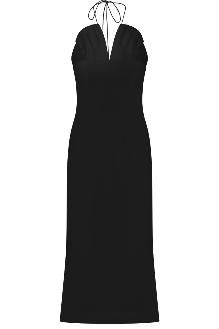 JACQUEMUS RTW LA BAMBINO MIDI DRESS BLACK