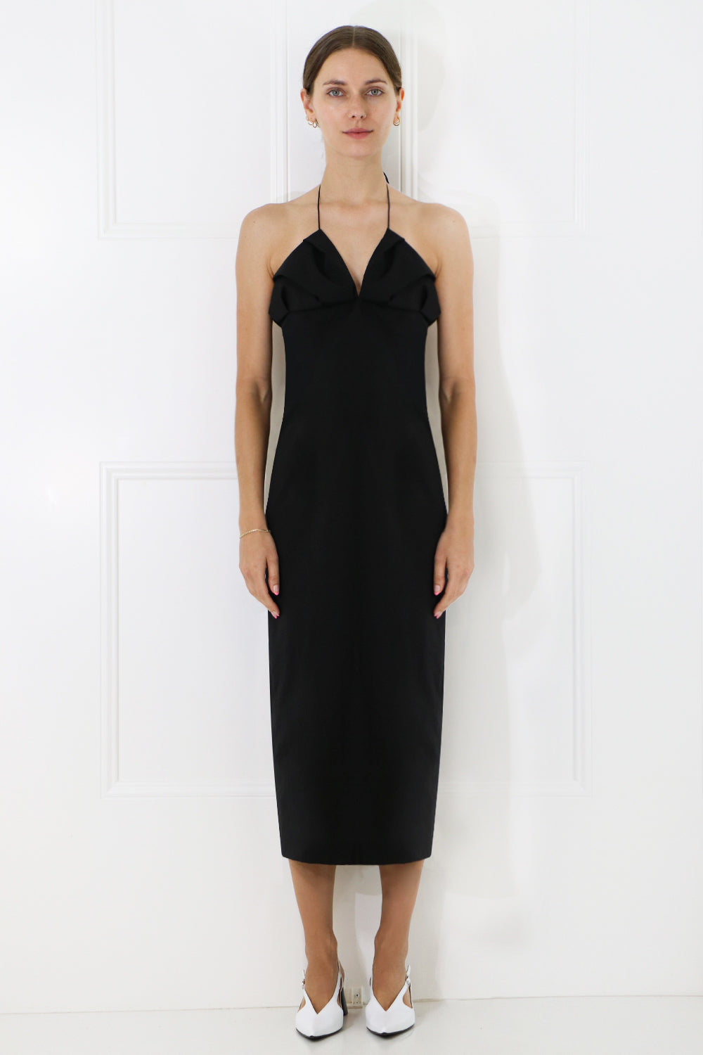 JACQUEMUS RTW LA BAMBINO MIDI DRESS BLACK