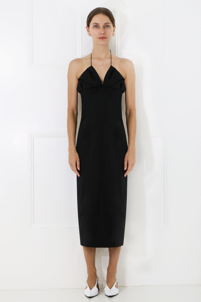 JACQUEMUS RTW LA BAMBINO MIDI DRESS BLACK