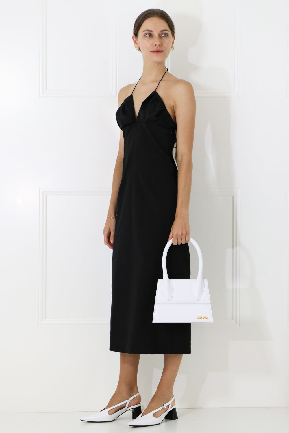 JACQUEMUS RTW LA BAMBINO MIDI DRESS BLACK