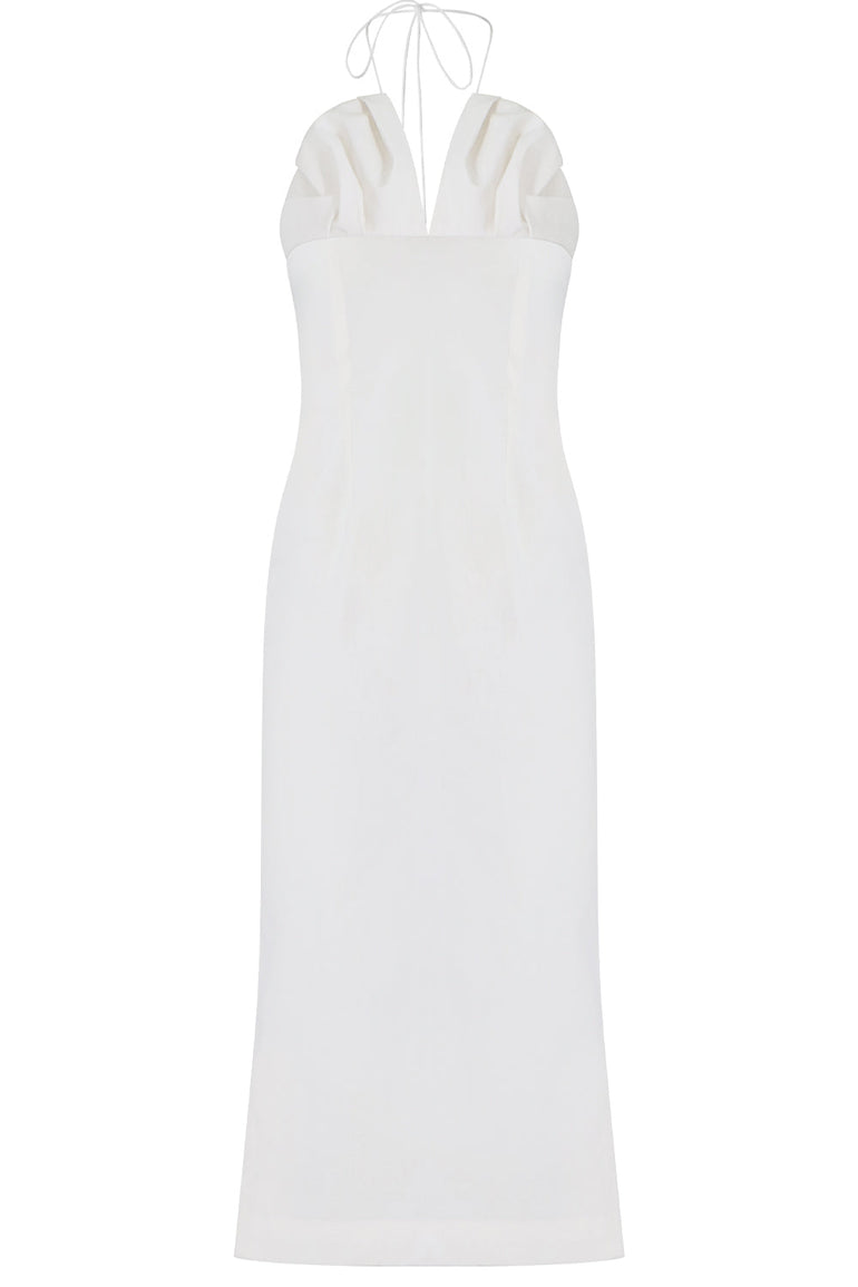 JACQUEMUS RTW LA BAMBINO MIDI DRESS WHITE