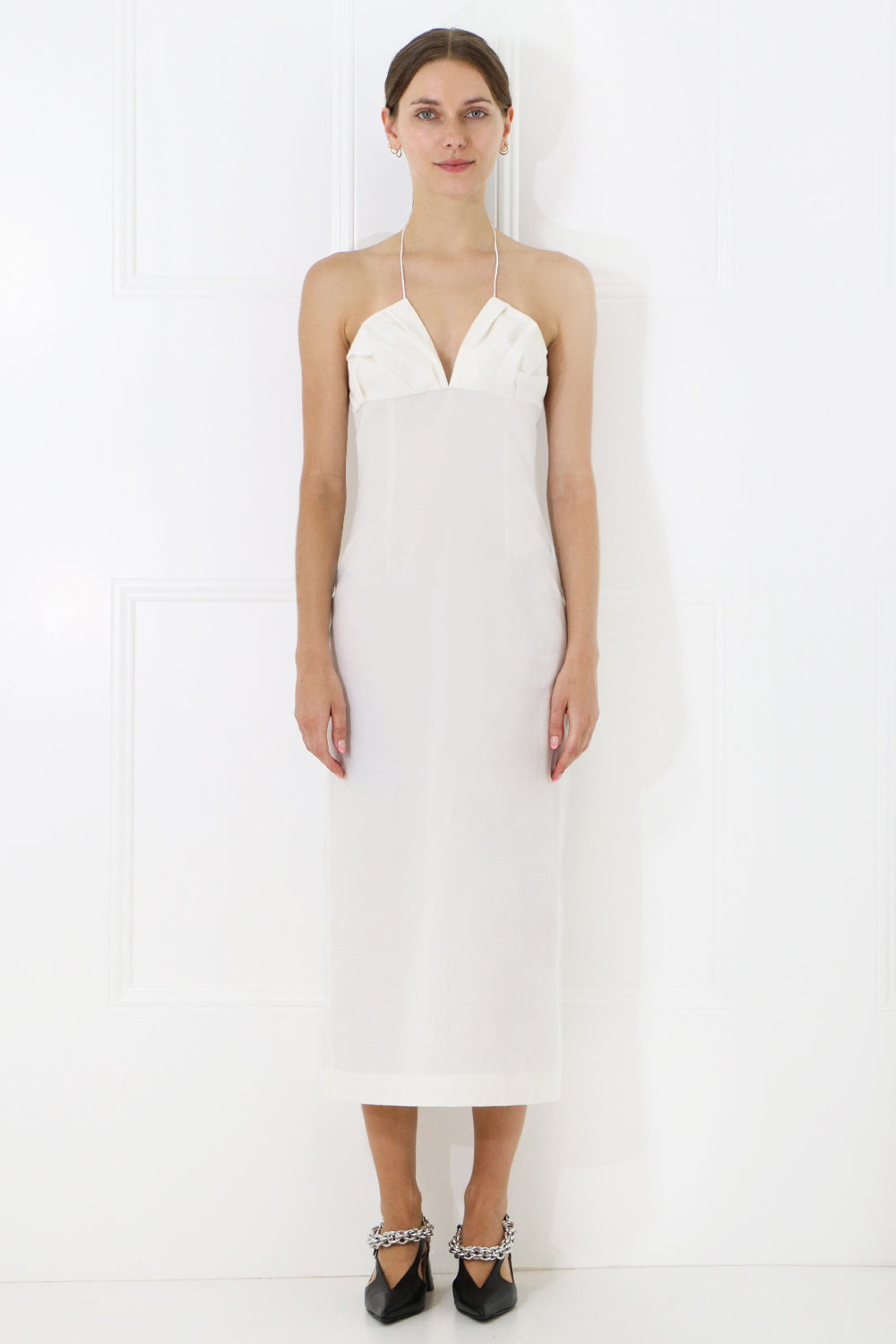 JACQUEMUS RTW LA BAMBINO MIDI DRESS WHITE