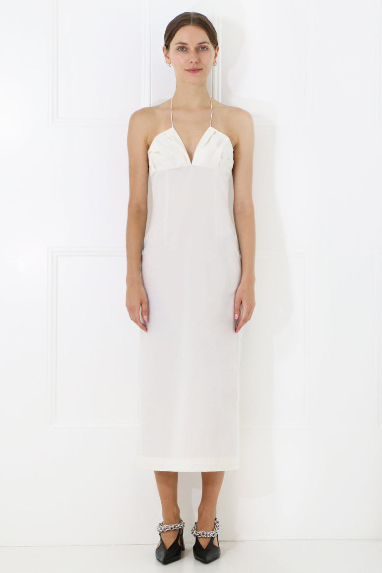JACQUEMUS RTW LA BAMBINO MIDI DRESS WHITE