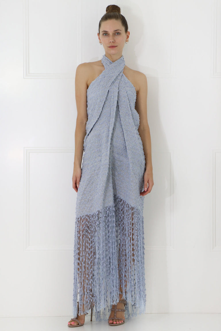JACQUEMUS RTW LA CORTESE FRINGE DRESS BLUE
