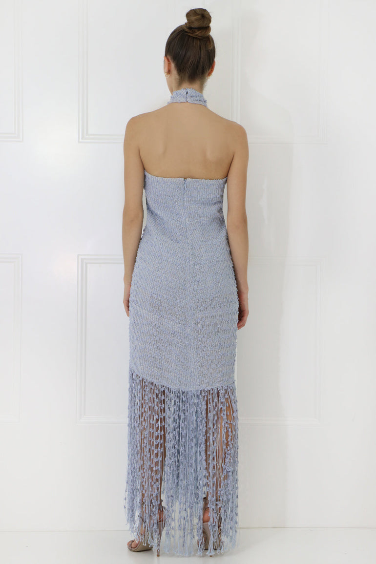 JACQUEMUS RTW LA CORTESE FRINGE DRESS BLUE