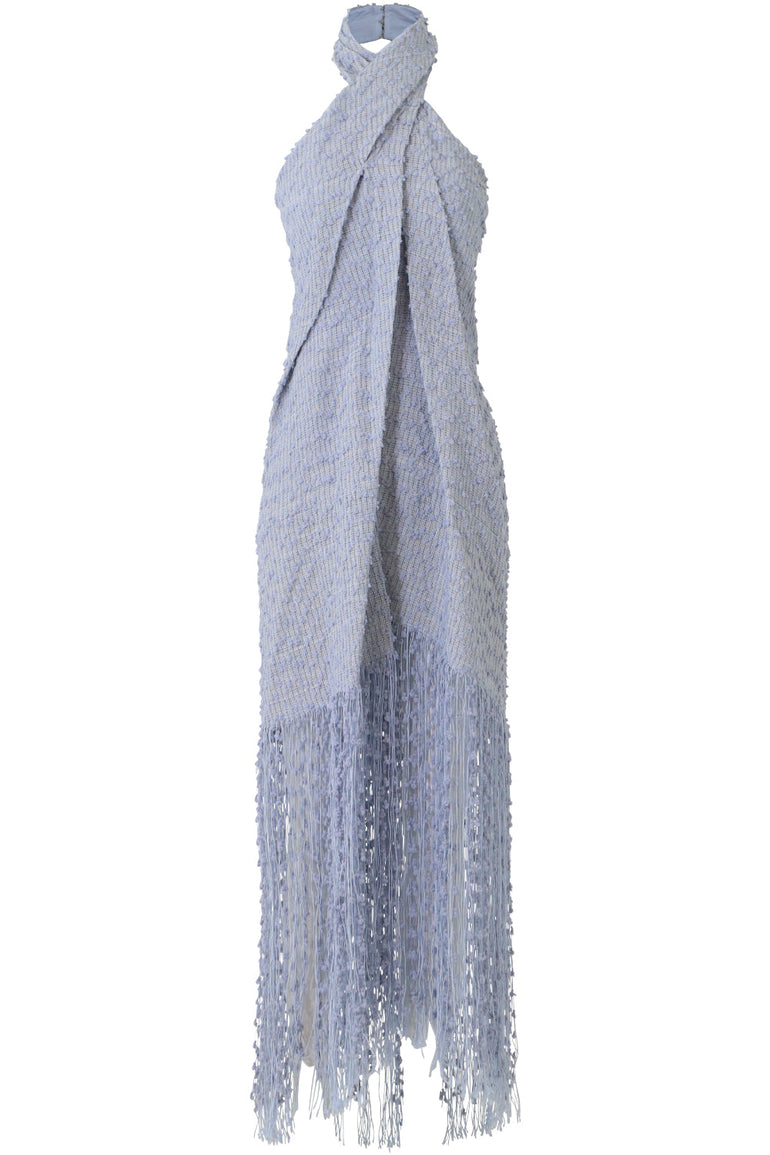 JACQUEMUS RTW LA CORTESE FRINGE DRESS BLUE