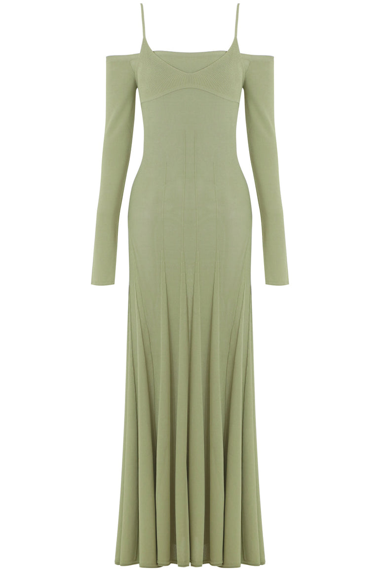 JACQUEMUS RTW LA MAILLE VALENSOLE KNIT DRESS L/S GREEN