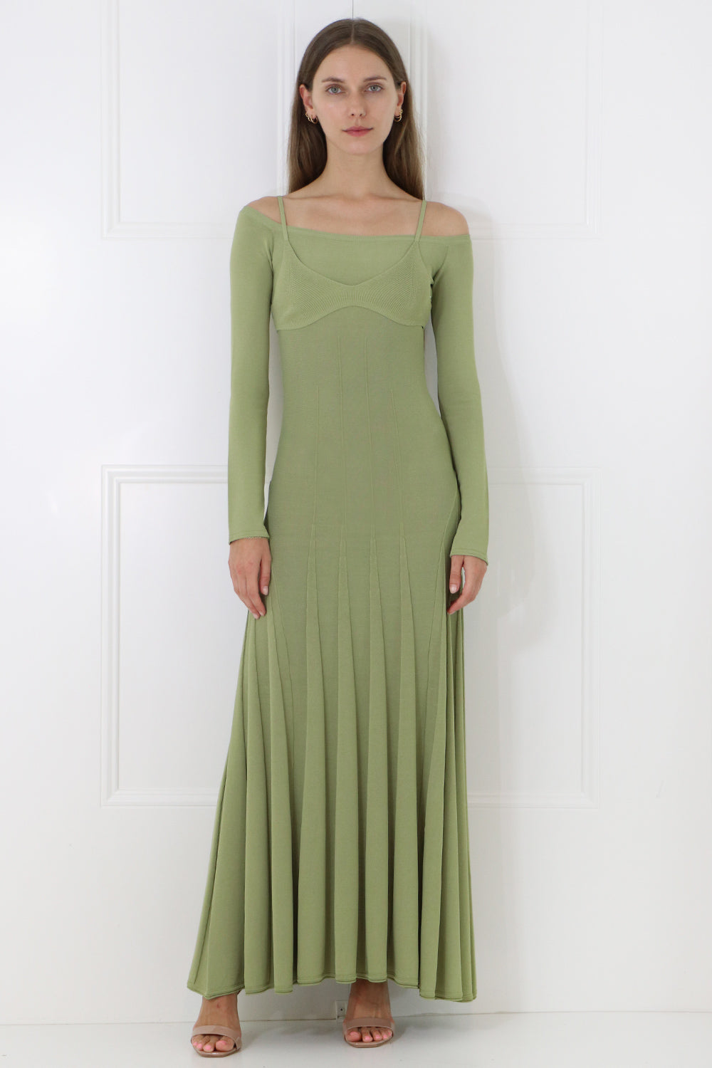 JACQUEMUS RTW LA MAILLE VALENSOLE KNIT DRESS L/S GREEN