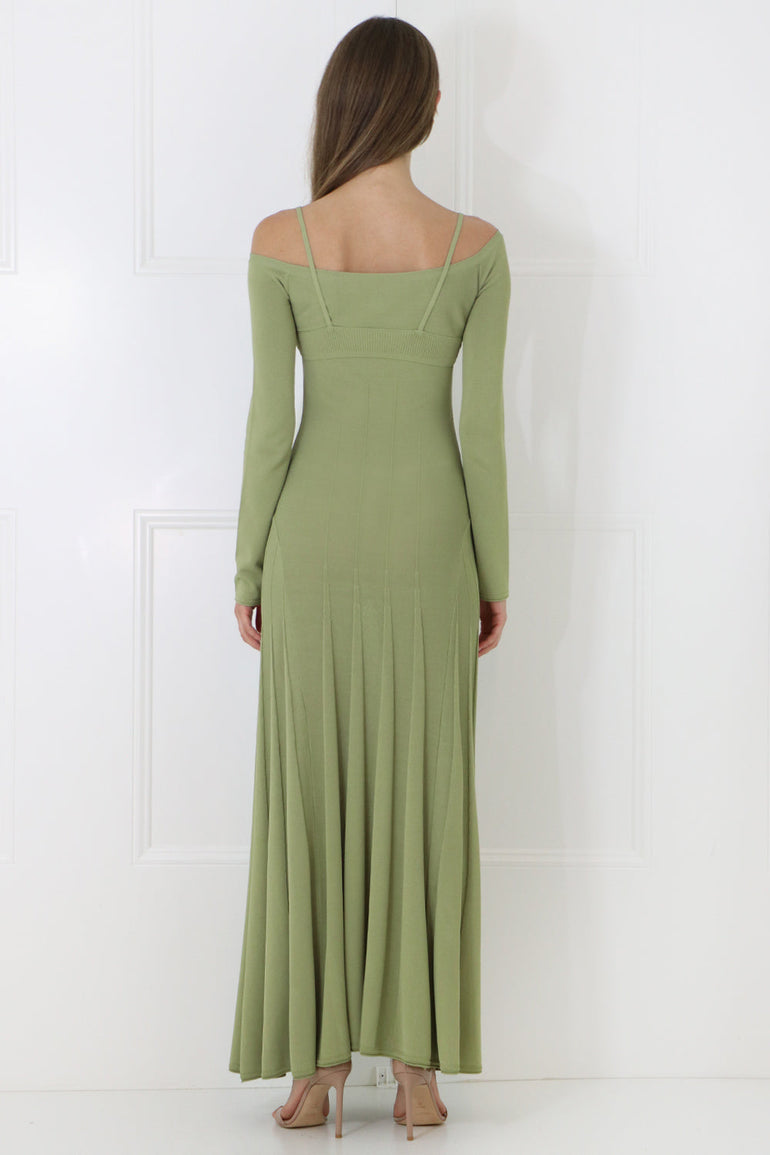 JACQUEMUS RTW LA MAILLE VALENSOLE KNIT DRESS L/S GREEN