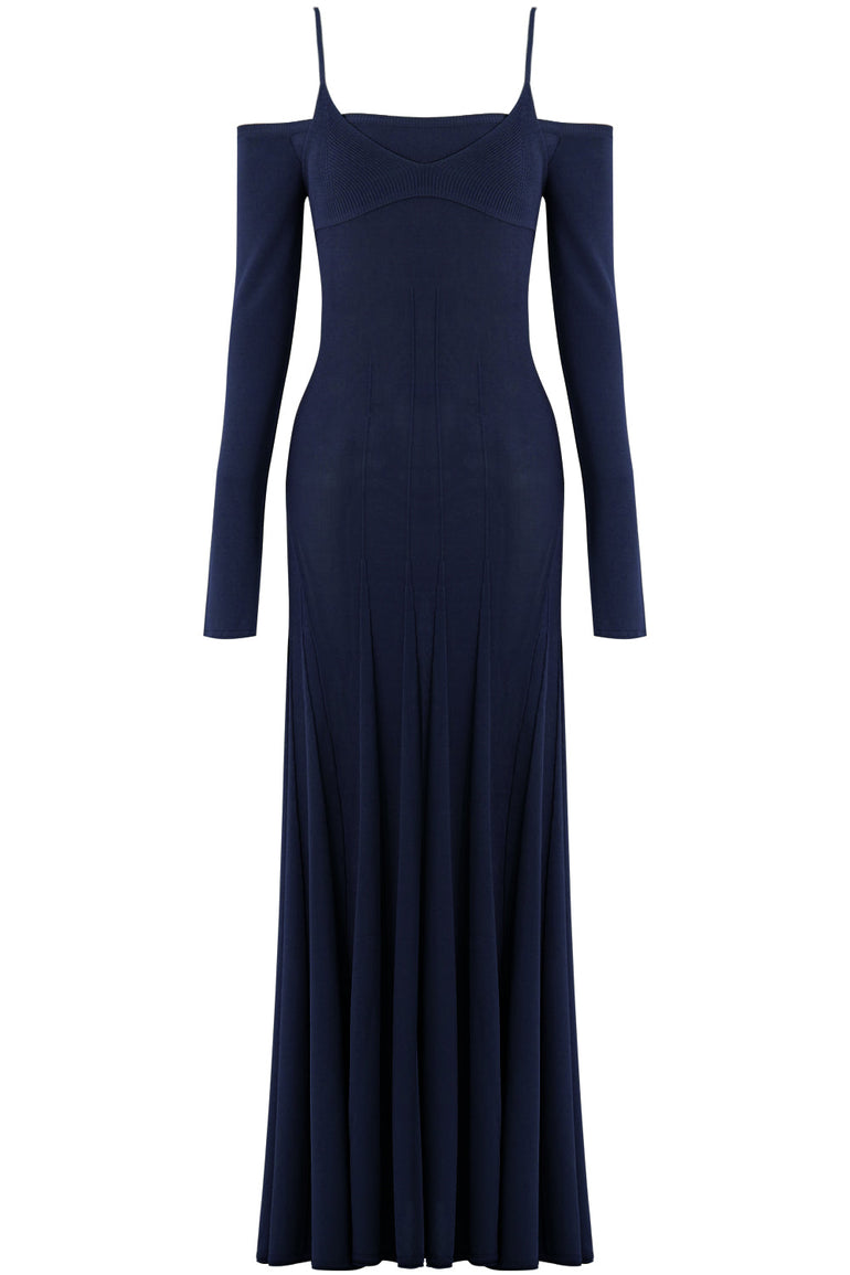 JACQUEMUS RTW LA MAILLE VALENSOLE KNIT DRESS L/S NAVY