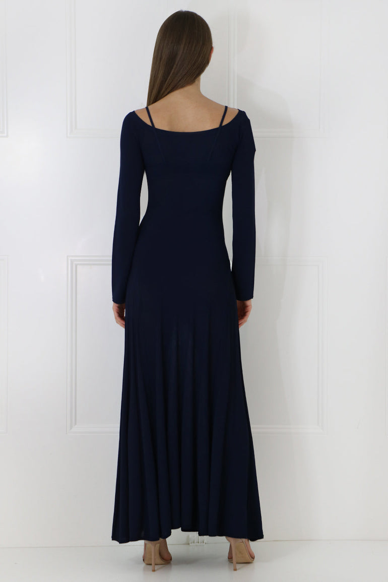 JACQUEMUS RTW LA MAILLE VALENSOLE KNIT DRESS L/S NAVY