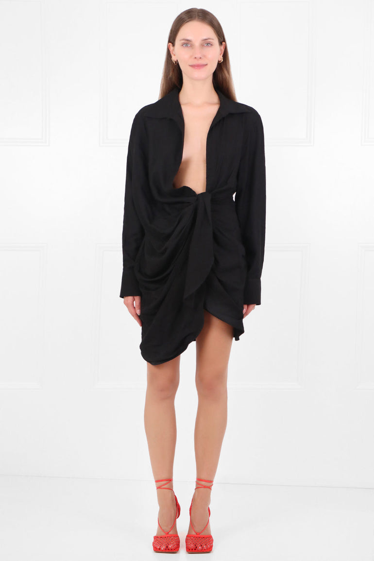 JACQUEMUS RTW LA ROBE BAHIA L/S BLACK