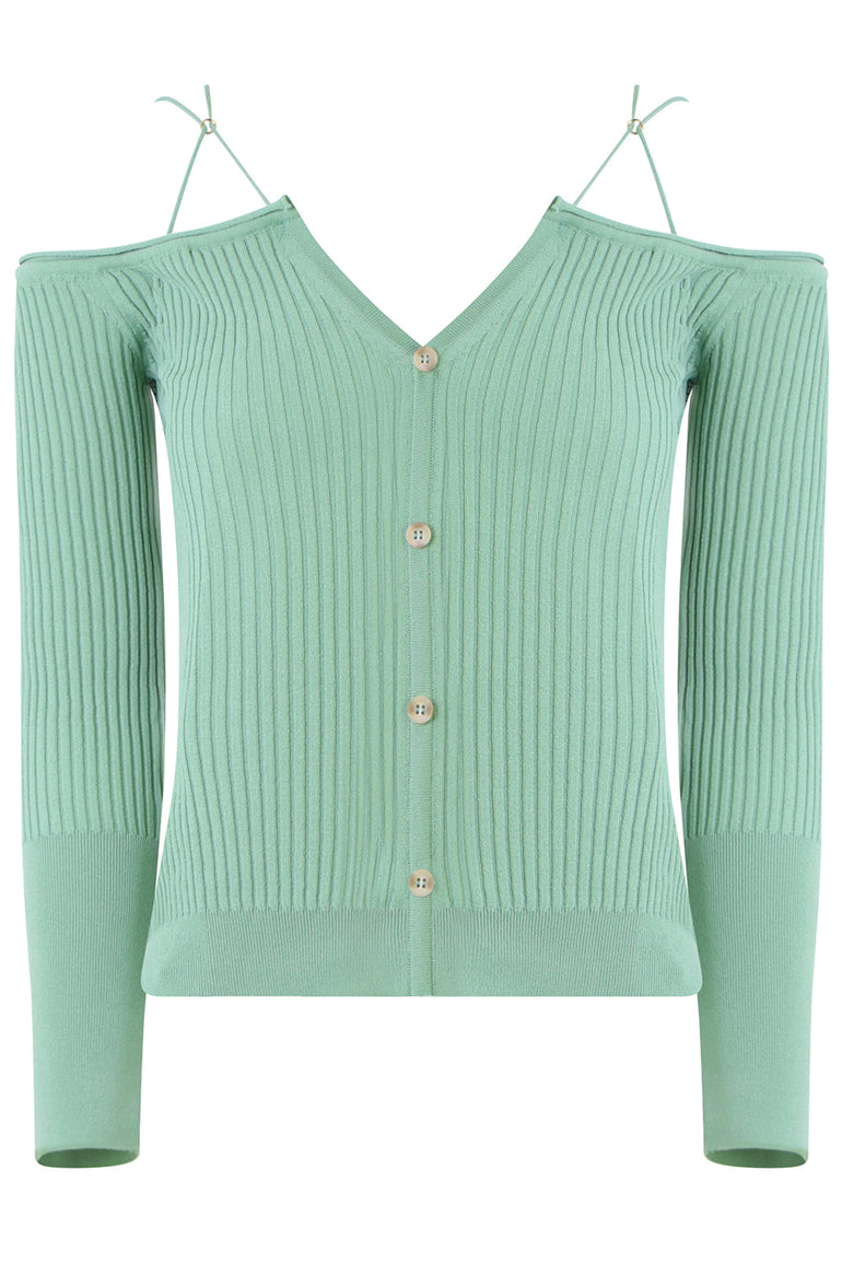 JACQUEMUS RTW LE CARDIGAN TORDU L/S GREEN