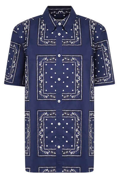 JACQUEMUS LE CHEMISE MELO S SL SHIRT NAVY PAISLEY NEW SEASON 