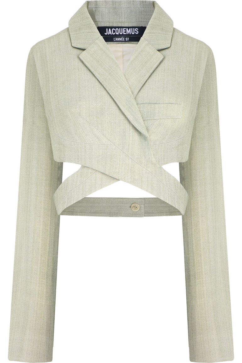JACQUEMUS RTW LE HAUT AZUR CROPPED TOP GREEN