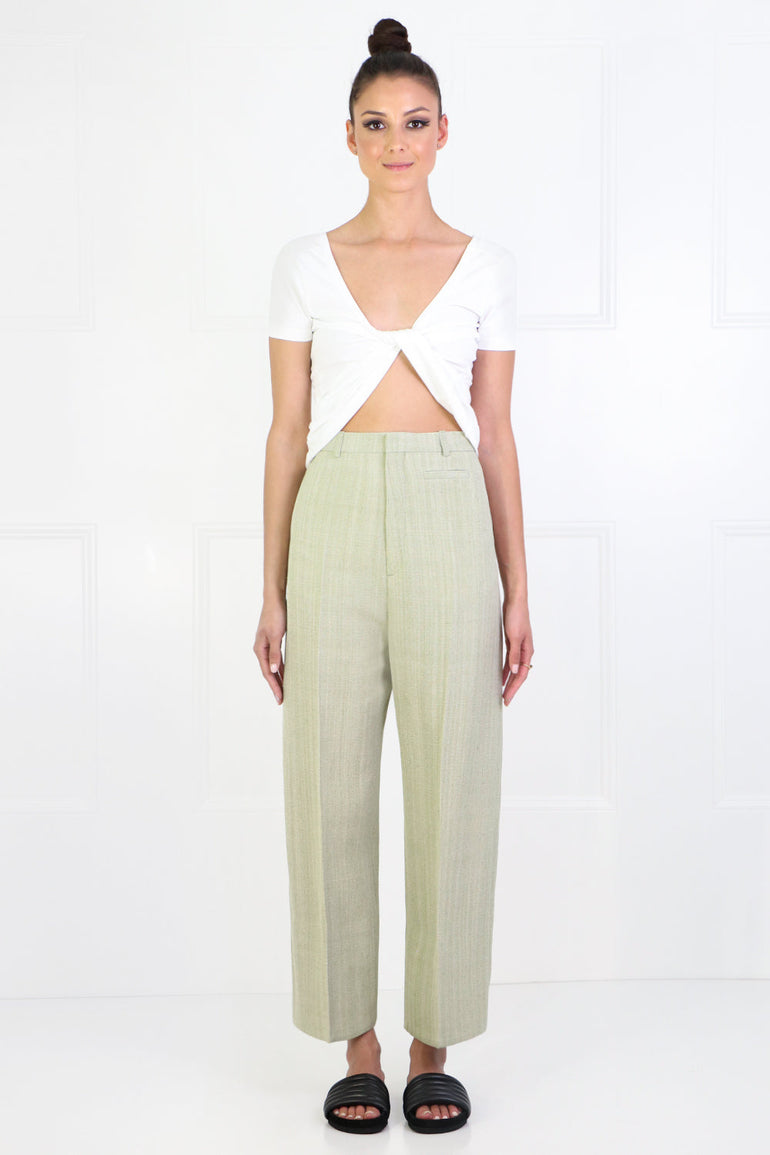 JACQUEMUS RTW LE SANTON CROPPED PANT GREEN