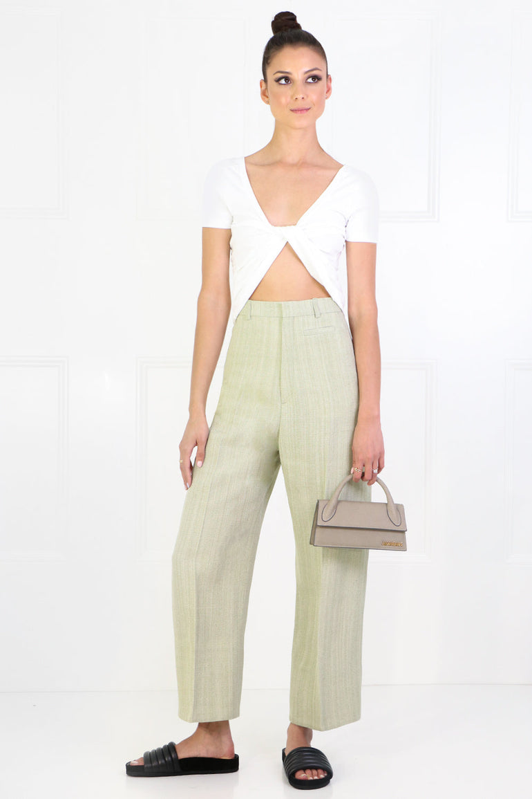 JACQUEMUS RTW LE SANTON CROPPED PANT GREEN