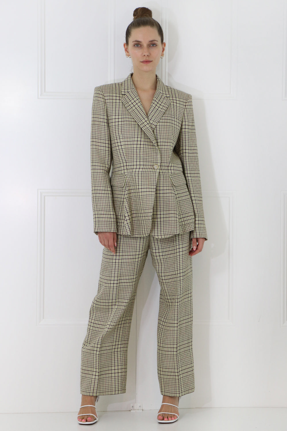 JACQUEMUS RTW LE SANTON PANT GREEN CHECK