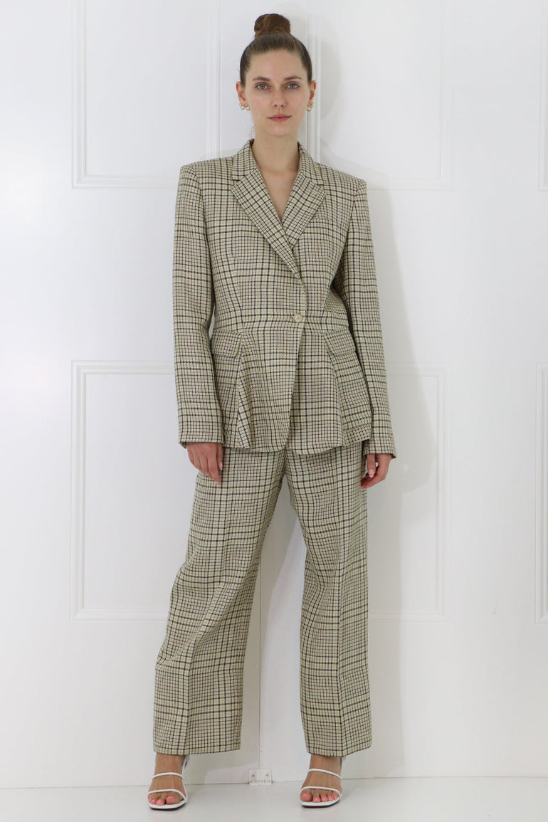 JACQUEMUS RTW LE SANTON PANT GREEN CHECK