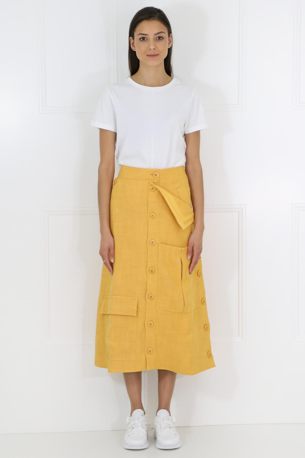 JACQUEMUS RTW MONCEAU BUTTONED SKIRT ORANGE