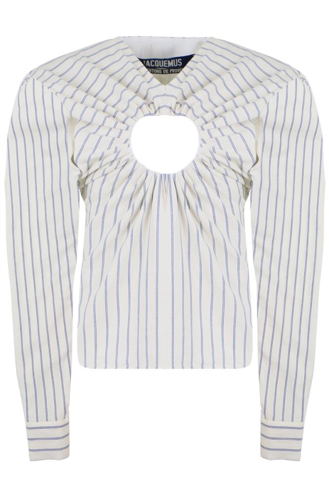 JACQUEMUS RTW BLUE / FR34 SOLEIL BLOUSE NAVY STRIPE