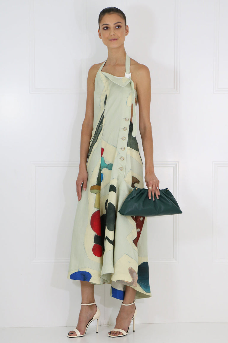 JACQUEMUS RTW TABLIER CERAMIC PRINT DRESS S/LESS MULTI