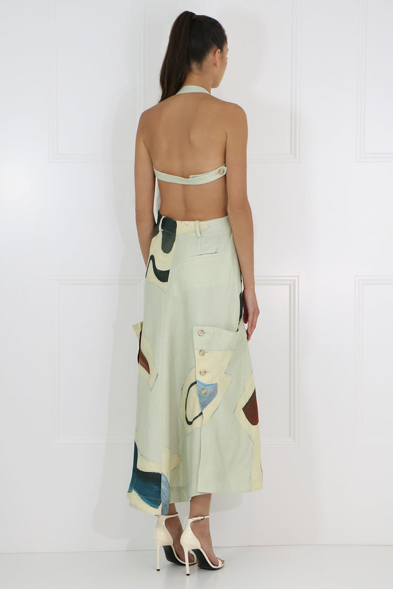 JACQUEMUS RTW TABLIER CERAMIC PRINT DRESS S/LESS MULTI