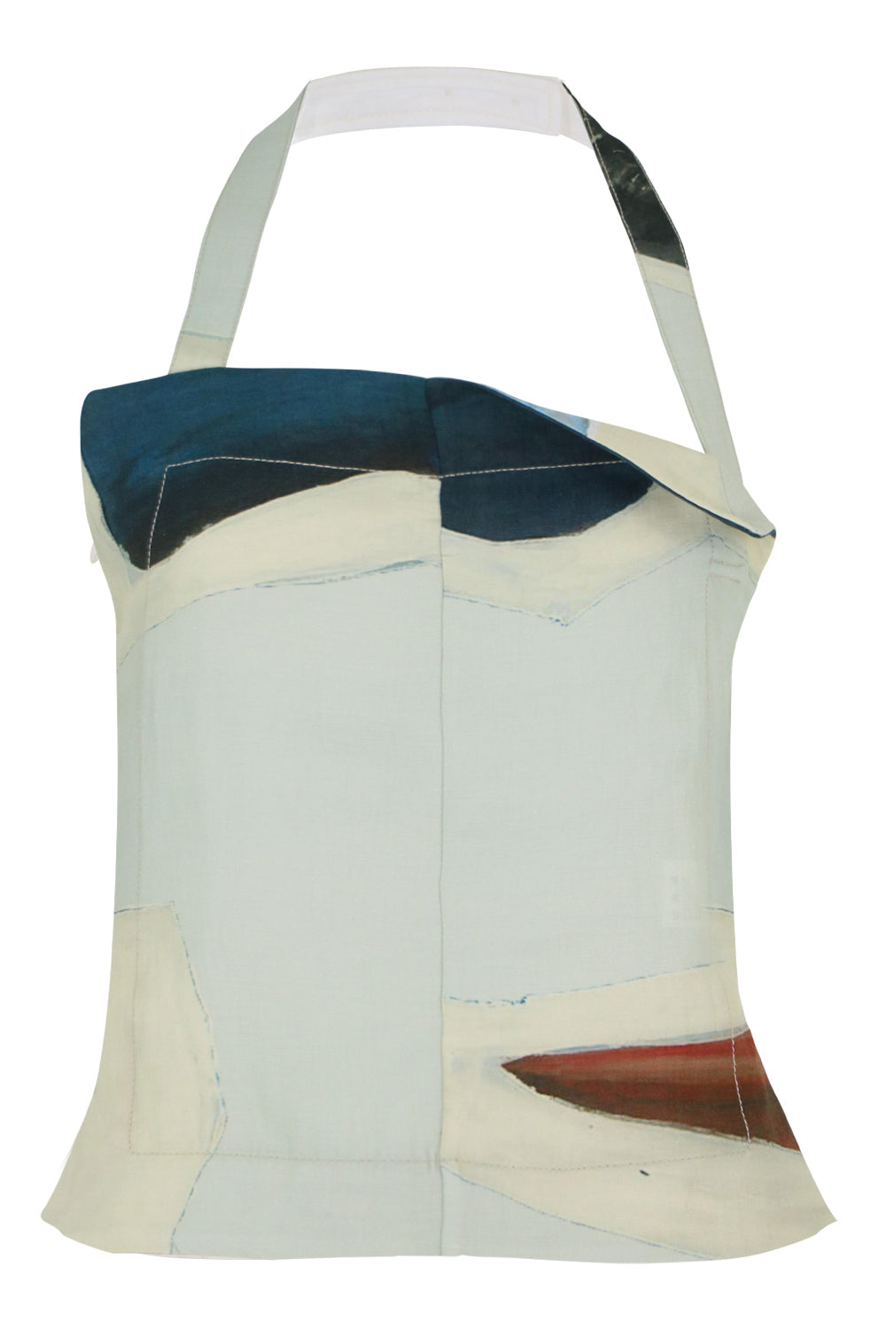 JACQUEMUS RTW TABLIER CERAMIC PRINT HALTERNECK TOP MULTI