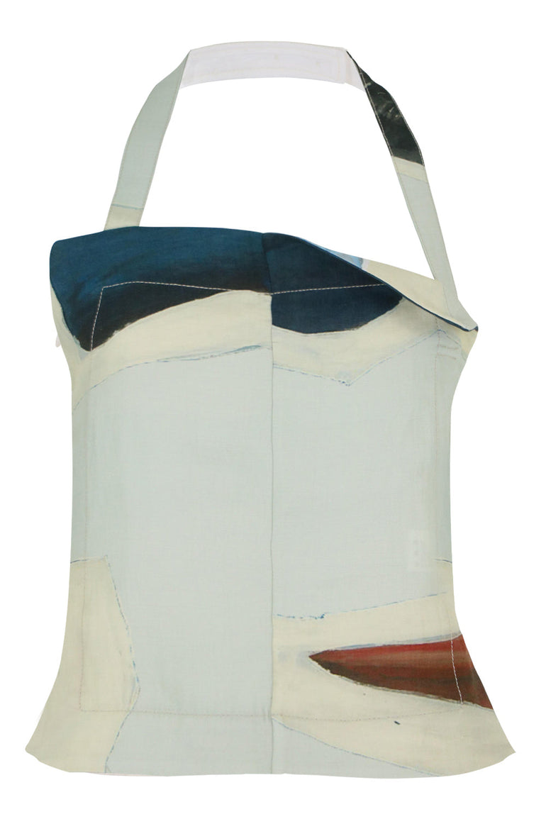 JACQUEMUS RTW TABLIER CERAMIC PRINT HALTERNECK TOP MULTI