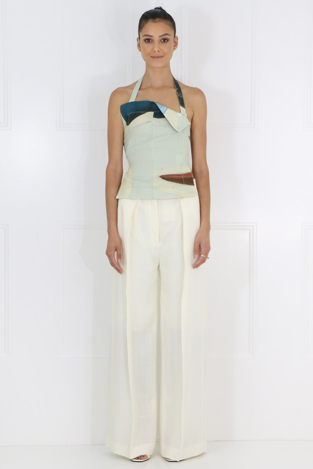 JACQUEMUS RTW TABLIER CERAMIC PRINT HALTERNECK TOP MULTI