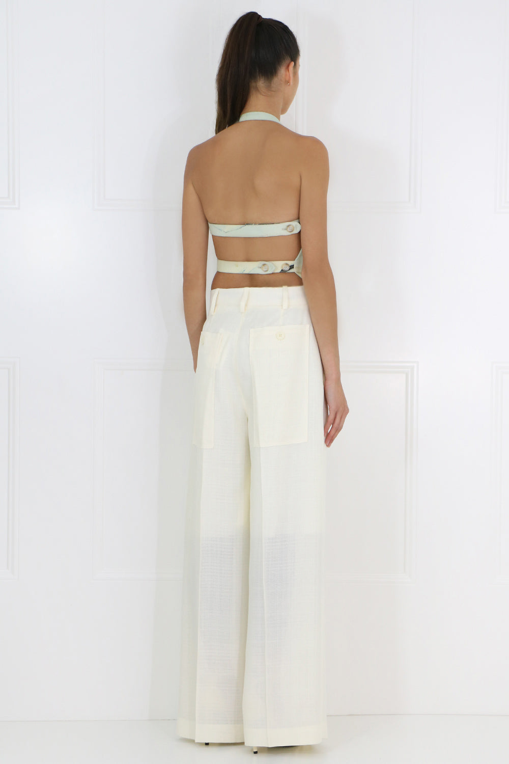 JACQUEMUS RTW TABLIER CERAMIC PRINT HALTERNECK TOP MULTI