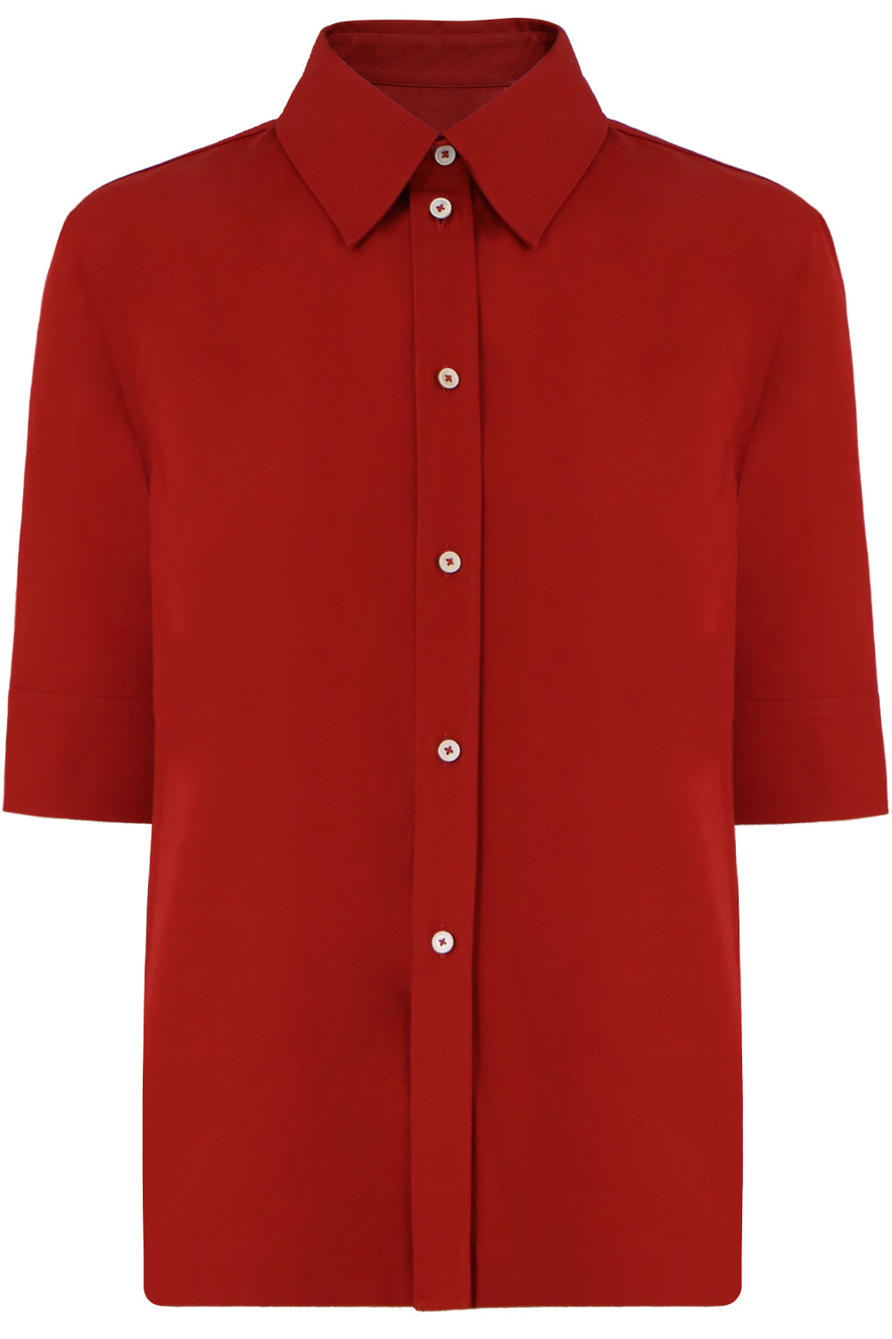 JIL SANDER RTW BUTTON UP SHIRT S/S DEEP RED