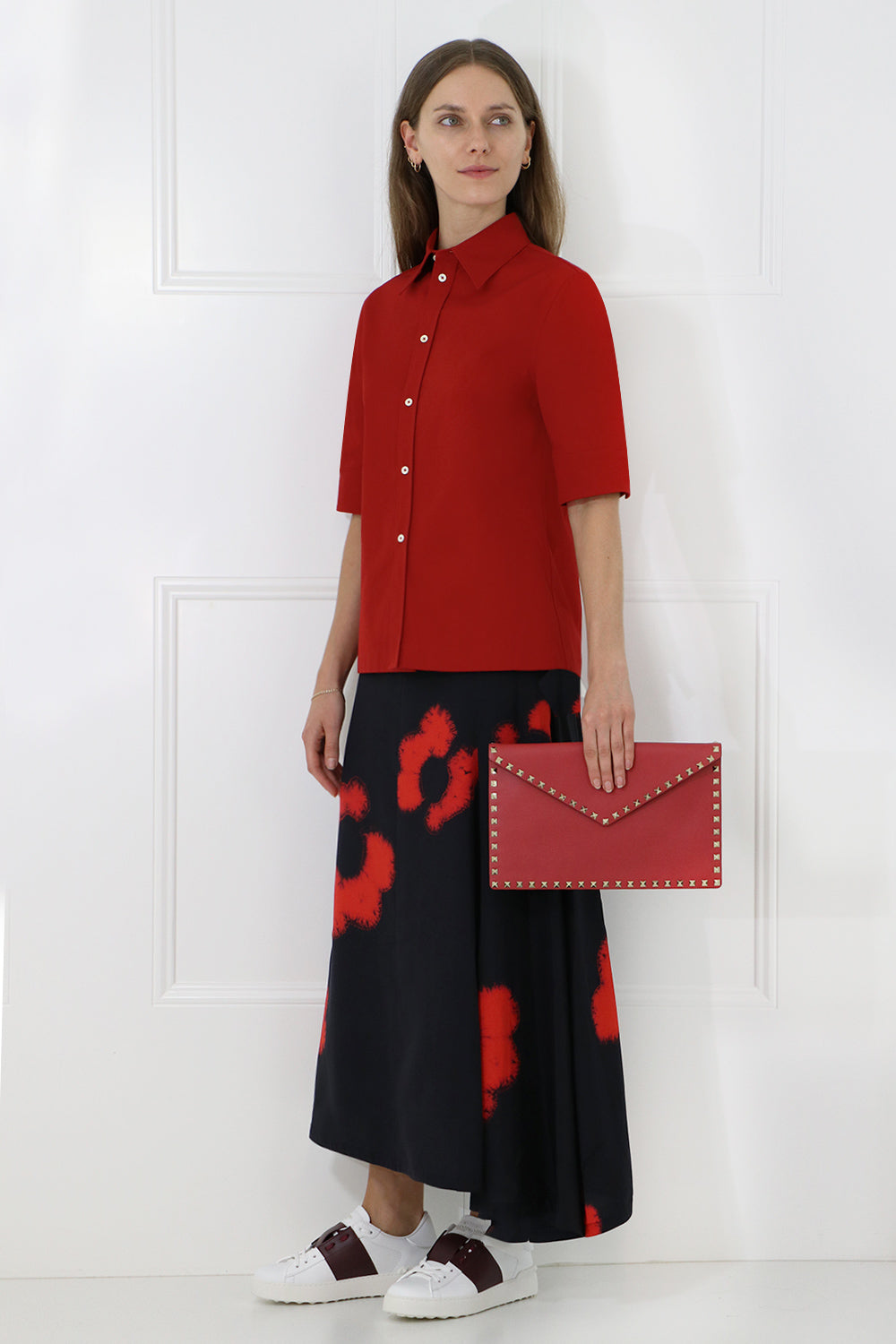 JIL SANDER RTW BUTTON UP SHIRT S/S DEEP RED