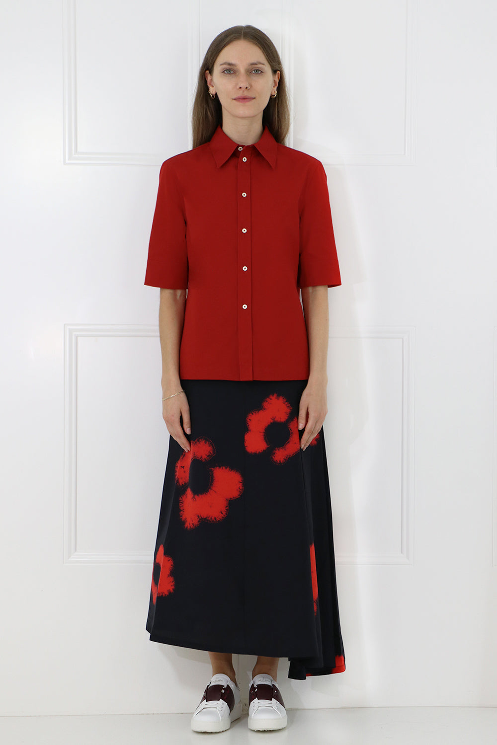 JIL SANDER RTW BUTTON UP SHIRT S/S DEEP RED