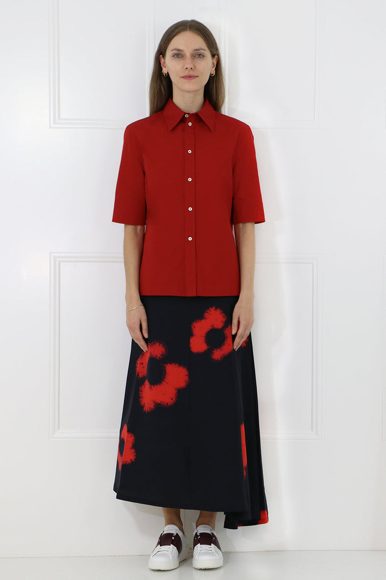 JIL SANDER RTW BUTTON UP SHIRT S/S DEEP RED
