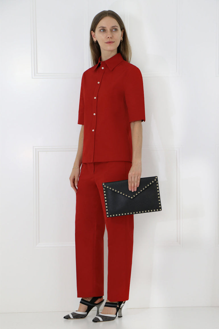 JIL SANDER RTW BUTTON UP SHIRT S/S DEEP RED