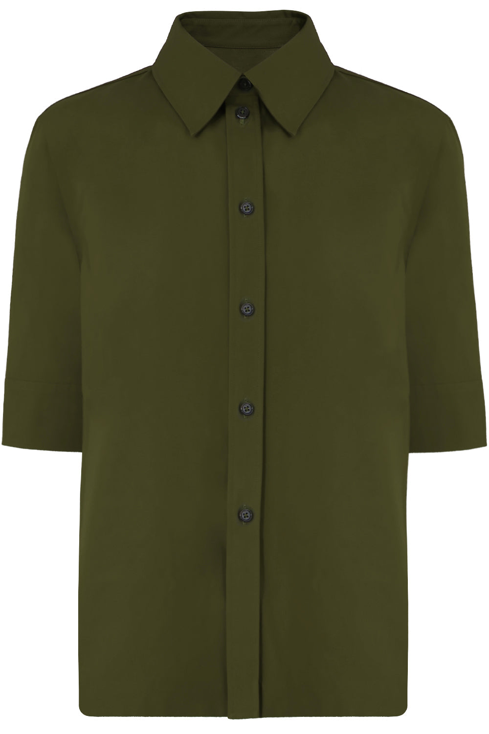 JIL SANDER RTW BUTTON UP SHIRT S/S FOREST GREEN