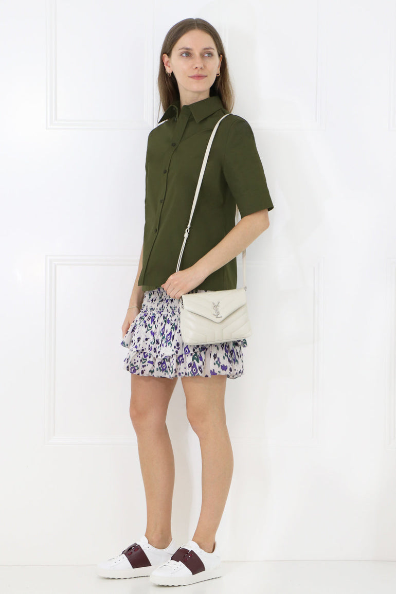 JIL SANDER RTW BUTTON UP SHIRT S/S FOREST GREEN